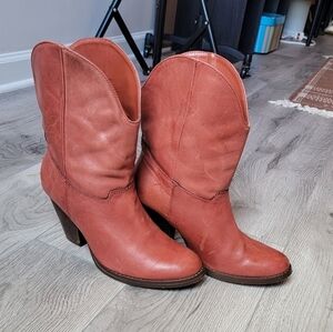 Franco Fortini Women's Rust Leather Heeled Boots Size 8
